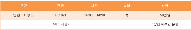  인천에서 중국(청도) 항공권 급!! 취소 땡처리!!~ 