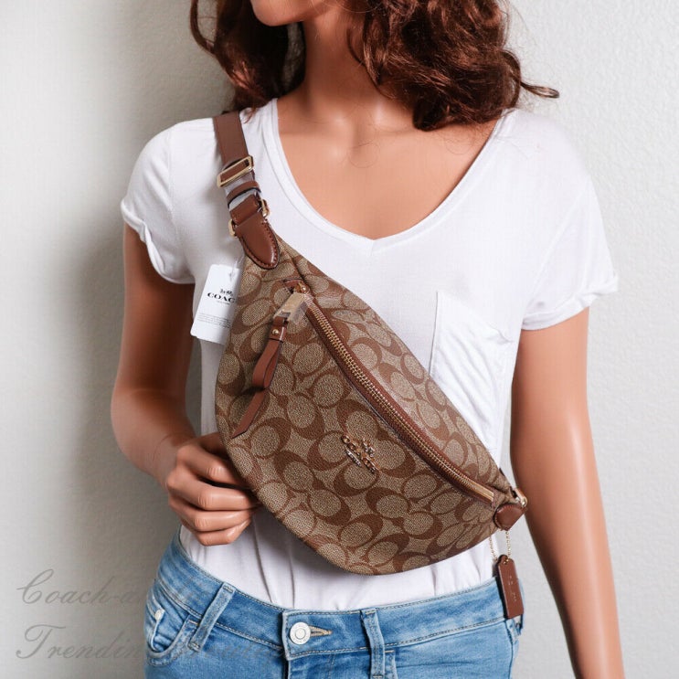  194611 코치 F48740 벨트 가방 Fanny Pack in 시그니처 캔버스 카키 Saddle
