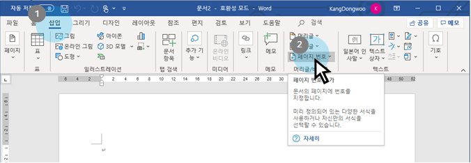  MS 워드 | 페이지 번호 편집하기