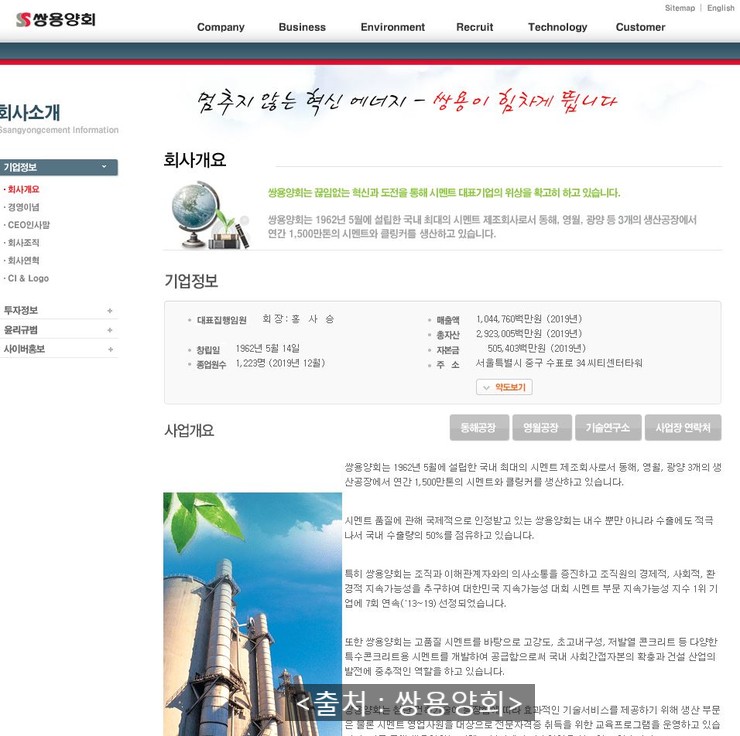  쌍용양회 배당공시 (2020년 9월)