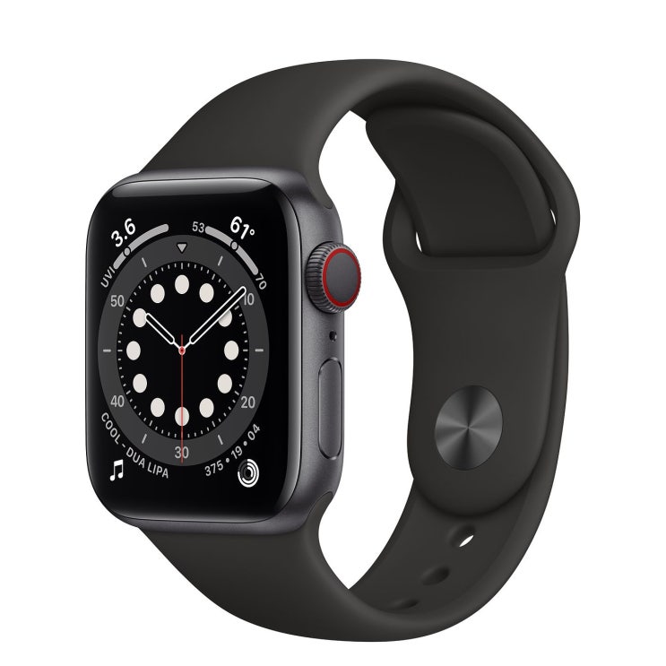  Apple 2020년 애플워치 6 GPS + 셀룰러 40mm 레귤러, 스페이스 그레이 알루미늄(케이스), 블랙(스포츠 밴드)