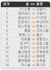 2020.10.24 43회차 프로토(Proto) 축구 승무패 참고자료