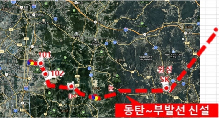  [동탄 경유 전철은?] 5. 동탄부발선 기사로 확인된 동탄 부발선 노선도