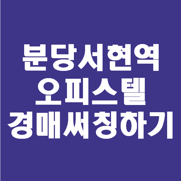  <초보경매 이야기> 분당 서현역 오피스텔 풍림아이원플러스