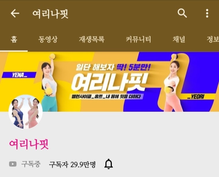  홈트 따라하기-여리나핏 후기 (해보신 분!?)