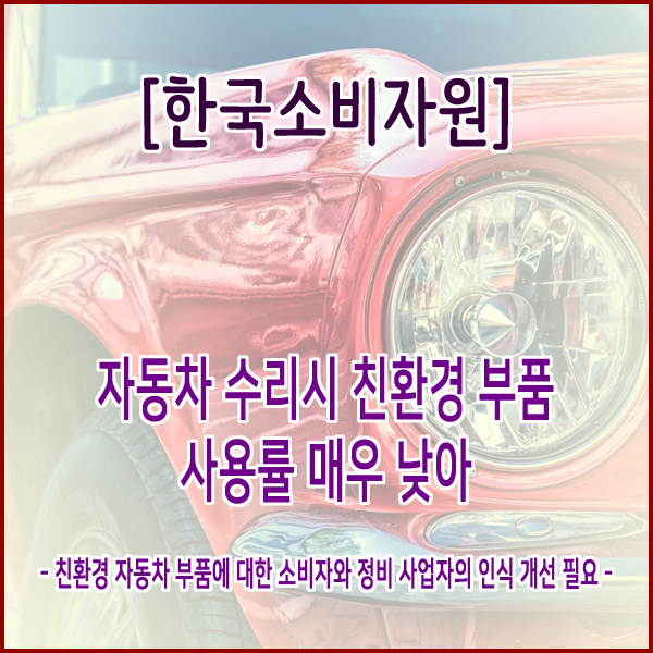  [한국소비자원] 자동차 수리 시 친환경 부품 사용률 매우 낮아