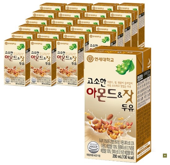  건강챙기는 연세두유 아몬드 & 잣 두유, 200ml, 24개