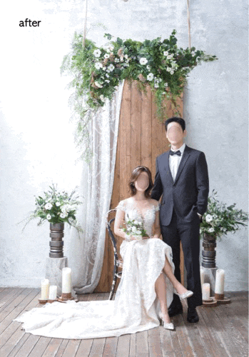  [부분합성] 냥포토 냥포토 웨딩사진보정업체 - 기본 보정을 포함, 윗부분 에어컨 제거