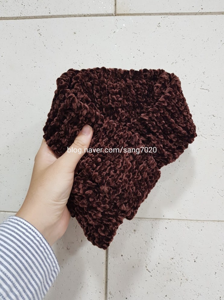  벨벳실로 쁘띠목도리 대바늘 뜨는 방법