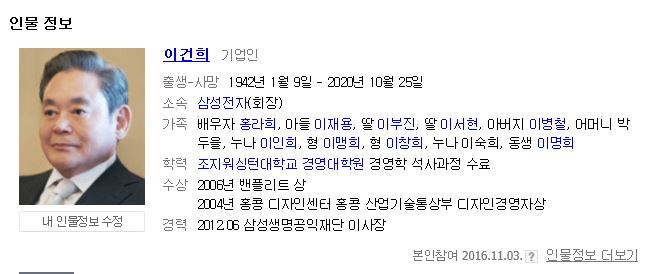  이건희 삼성전자 회장 사망,,, 큰별이 하늘나라로 지다.
