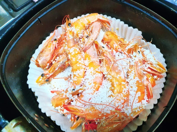  통통 대하 에어프라이기로 겉바속촉 새우소금구이 만들기