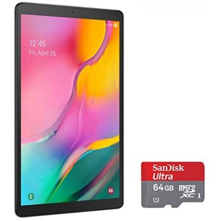  Samsung Galaxy Tab A 10.1 inch 32GB Black with 64GB Memory Card (2019 Wi-Fi Only 2GB RAM Micro SD, O