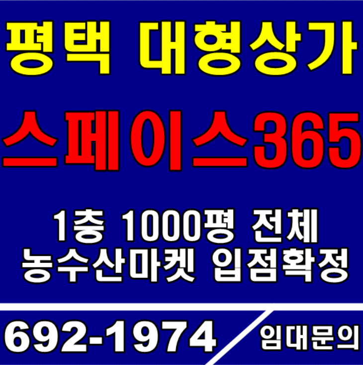  평택 대형 상가 임대 세교지구 신축 상가 다양한 대형업종 입점 가능한 스페이스 365