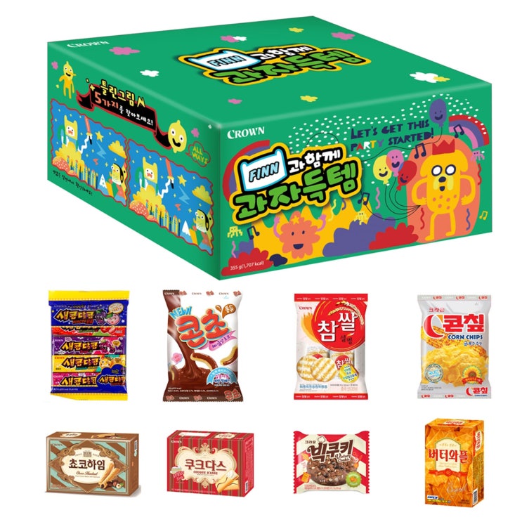  크라운 핀과제이크 과자 득템세트 553g, 과자 11종, 1세트