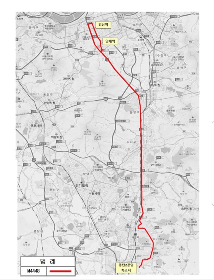 M4448 개통 노선도 배차간격