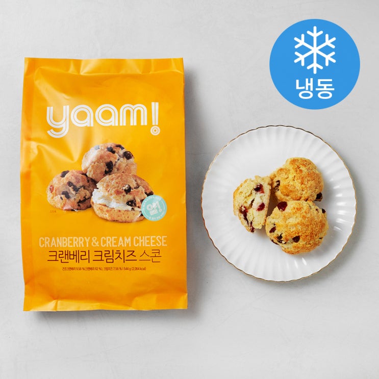  얌!(YAAM!) 크랜베리 크림치즈 스콘 (냉동), 68g, 8개
