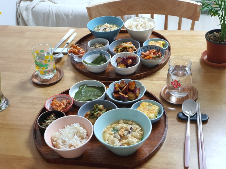  (신혼 밥상) 담백한 해물달걀탕 만들기, 감성 우드 트레이로 따뜻한  가정식을 차려요. 바삭한 고구마 맛탕 만들기