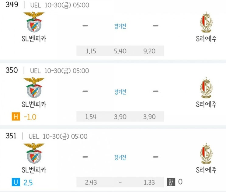 2020.10.29 UEL UEFA 유로파리그 조별리그 벤피카 S리에주 | 레인저 L포즈난 | 오모니아 PSV | 그라나다 PAOK | 소시에다드 나폴리 | 알크마르 리예카