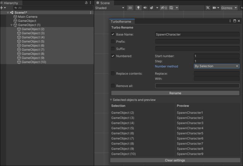 [Unity] GameObject 이름 일괄 변경 도구 'Turbo Rename' : 네이버 블로그