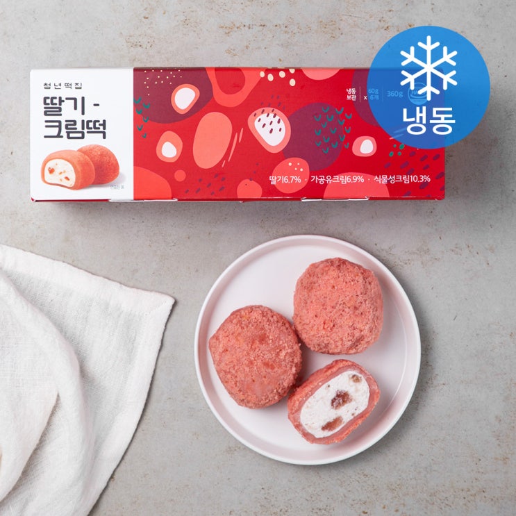  청년떡집 딸기 크림떡 (냉동), 60g, 6개