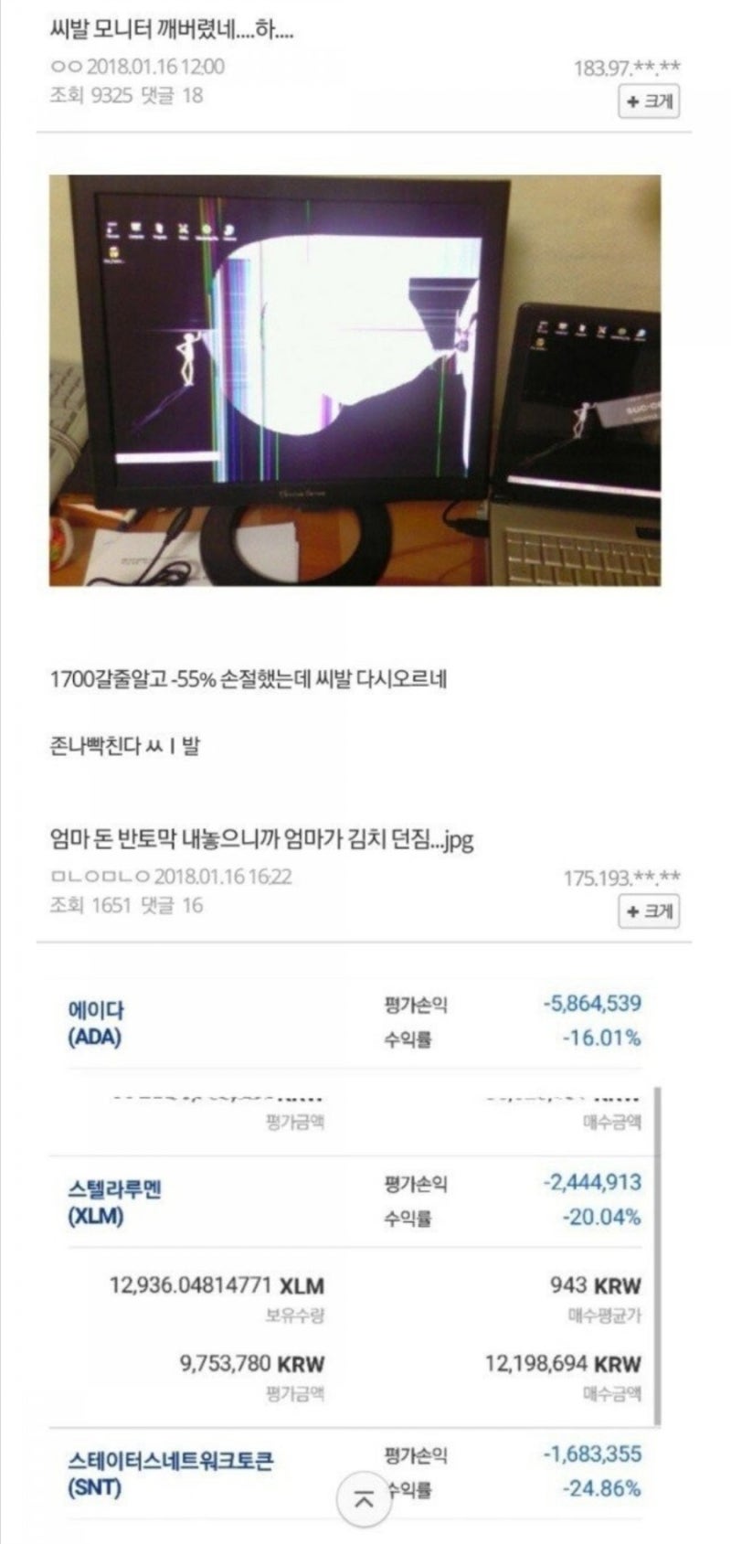 비트코인 떡락당시 비트코인갤 상황 : 네이버 블로그