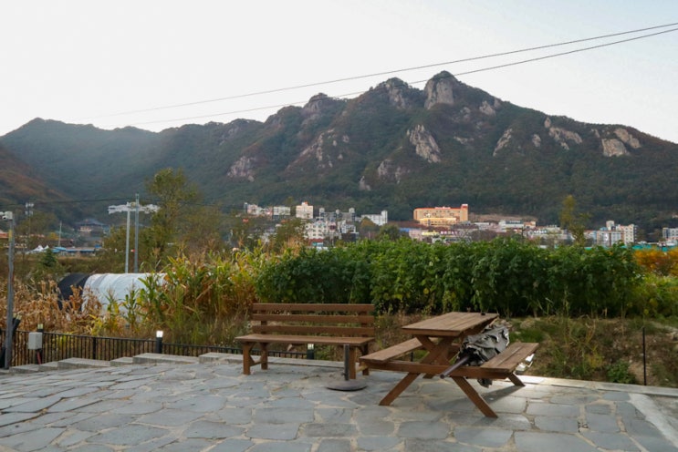  충남공주 계룡산 뷰가 보이는 동학사 뫼뜰펜션 101호 단체 가족모임펜션