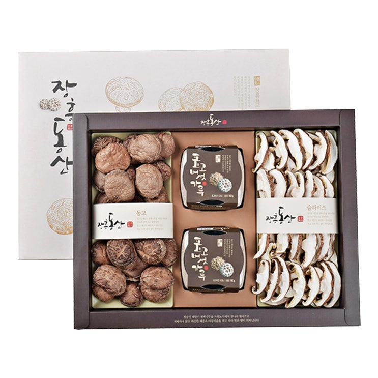  장흥 표고버섯 혼합세트 + 보자기, 1세트, 동고 120g + 슬라이스 100g + 표고분 100g x 2p + 보자기