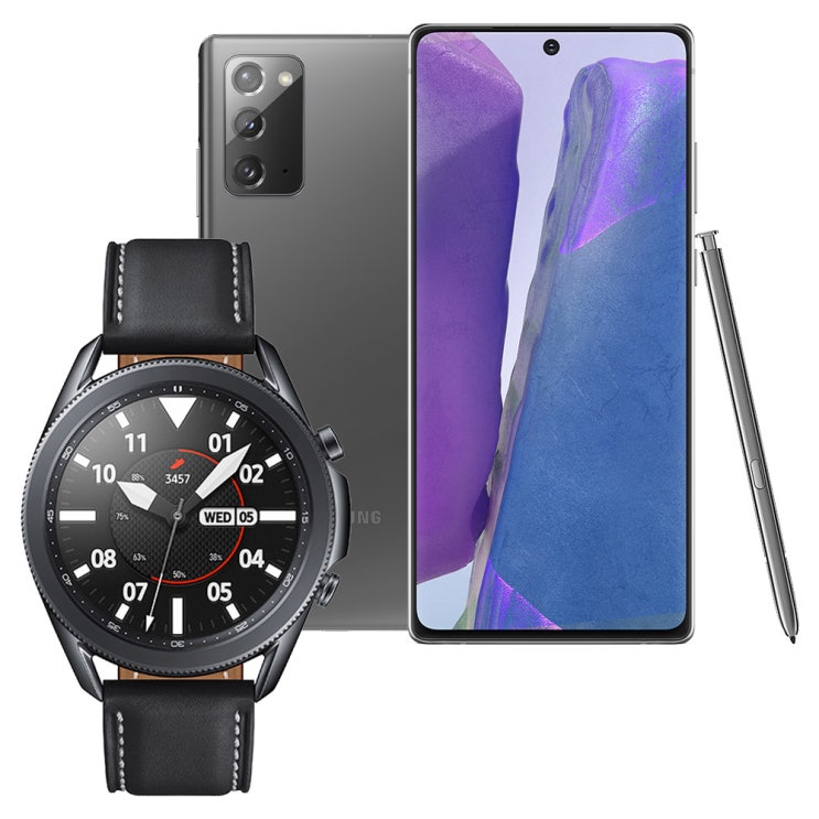  삼성전자 갤럭시노트20 공기계 미스틱 그레이 256GB + 갤럭시워치3 45mm SM-R840 블랙, 1세트