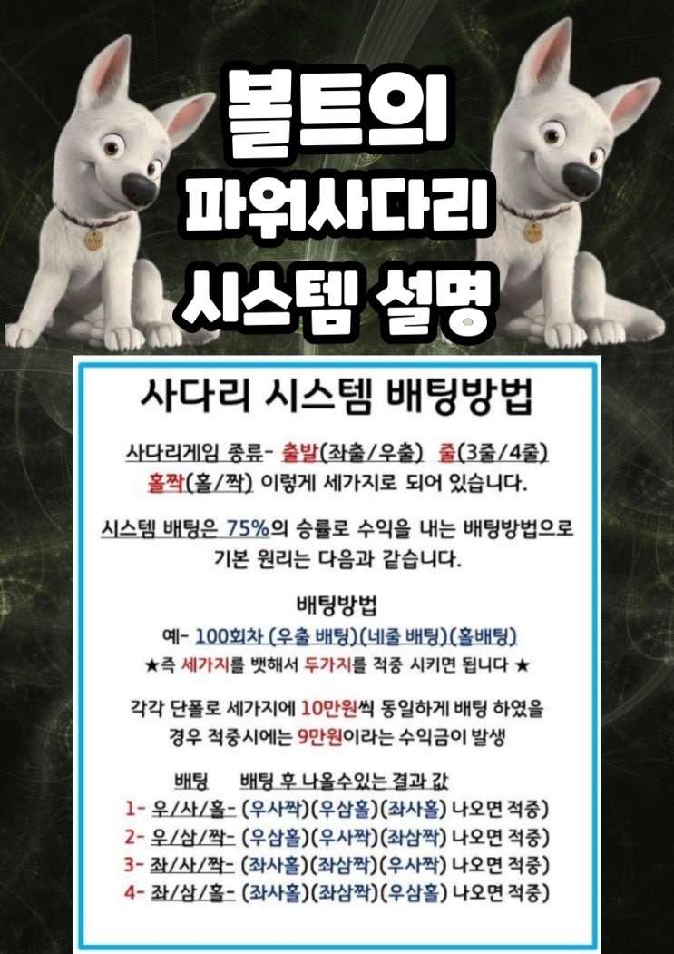  파워사다리시스템 블로그 1등 볼트입니다