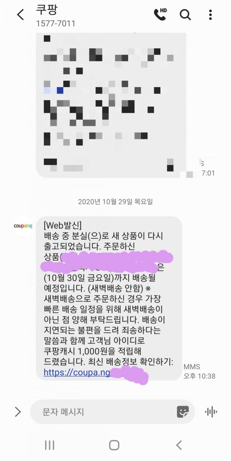  쿠팡 배송 중 분실