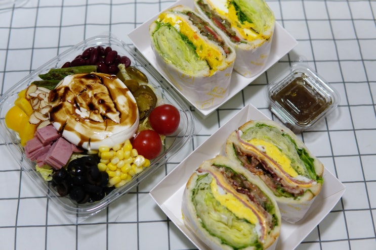  찐 분당배달맛집 날쌘카페, 이런 샌드위치와 샐러드는 첨 봤어