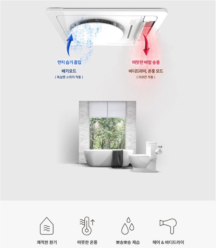  가정용 온풍기는 역시 그렉스 사계절 욕실팬