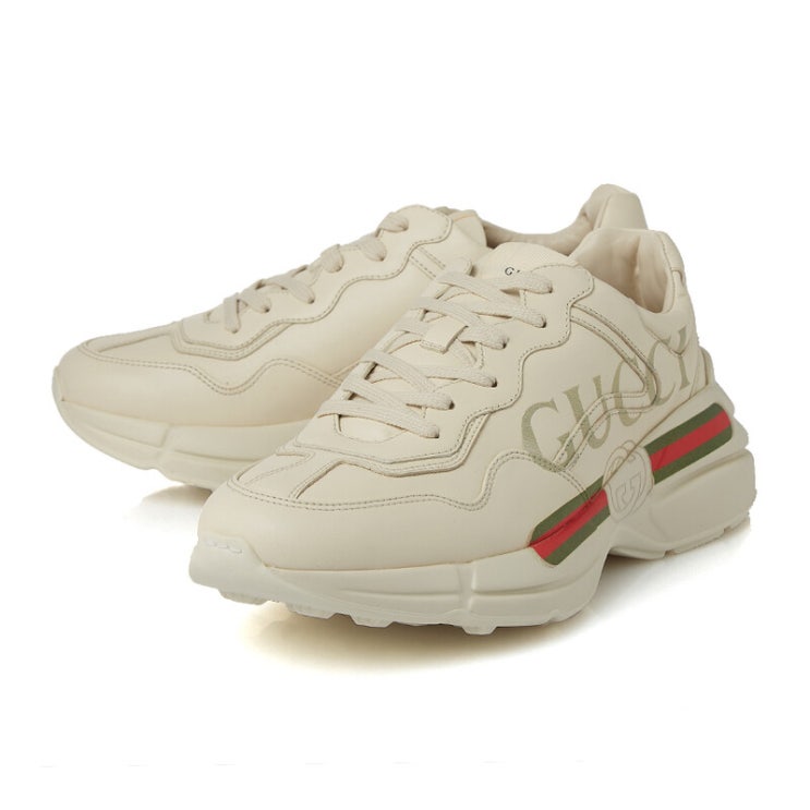  [Gucci]구찌 [270] [275] 라이톤 로고 아이보리 송아지가죽 남성 로우탑 스니커즈 500877DRW009522