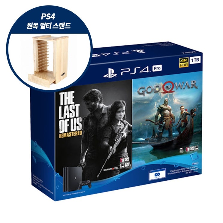  플레이스테이션 (U) PS4 프로 7218 1TB 갓오브워+라오어 번들 블랙 (원목 멀티스탠드 사은품 증정), PS4 Pro God of War/The Last of Us Rema