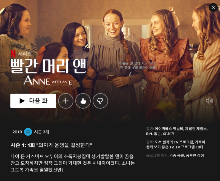  넷플릭스 추천 드라마, 빨간머리앤 재미있게봤어요(초6 딸과도 재미있게 보았어요!)