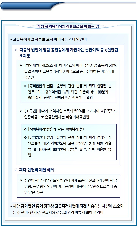 공익법인 출연금의 직접공익목적 사용 여부 공익법인 출연금의 직접공익목적 사용 여부