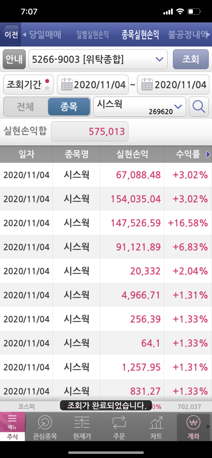 3개월동안의 (20.07 ~ 20.11.04) 상한가 총 수익금 3개월동안의 (20.07 ~ 20.11.04) 상한가 총 수익금