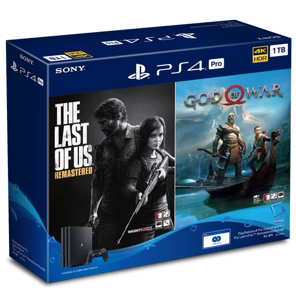  소니 PS4 프로 7218B 1TB 제트블랙 본품 + 갓오브워 + 라스트오브어스 번들패키지, CUH-7218B