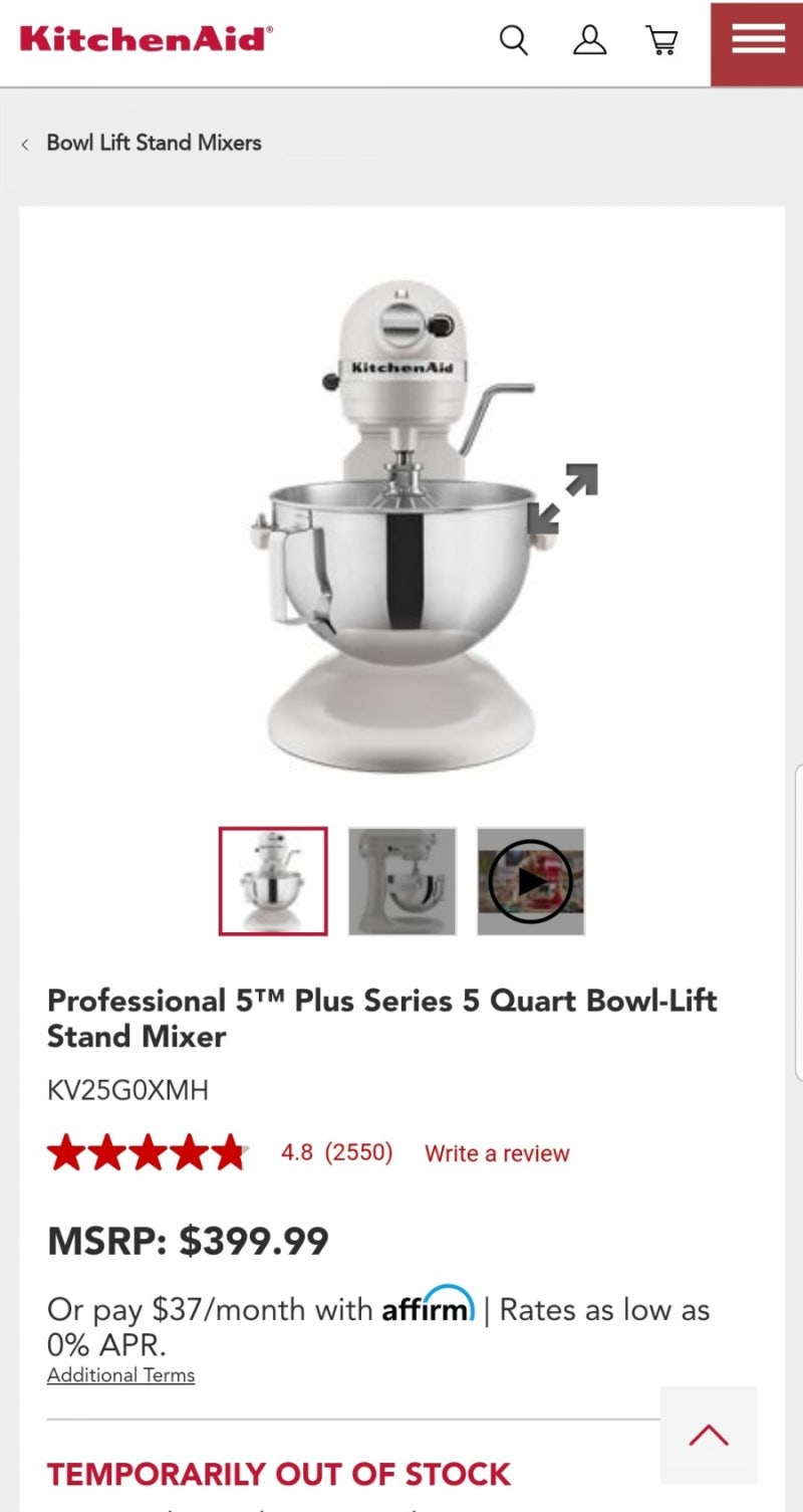 KitchenAid Professional 5 Plus Series 5 Quart Bowl-Lift Stand Mixer KV25G0XMH - Milkshake