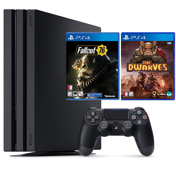  소니 PS4 프로 본체 7218 1TB 제트블랙 + 드워프 한글판 + 폴아웃76 한글판, 단일 상품