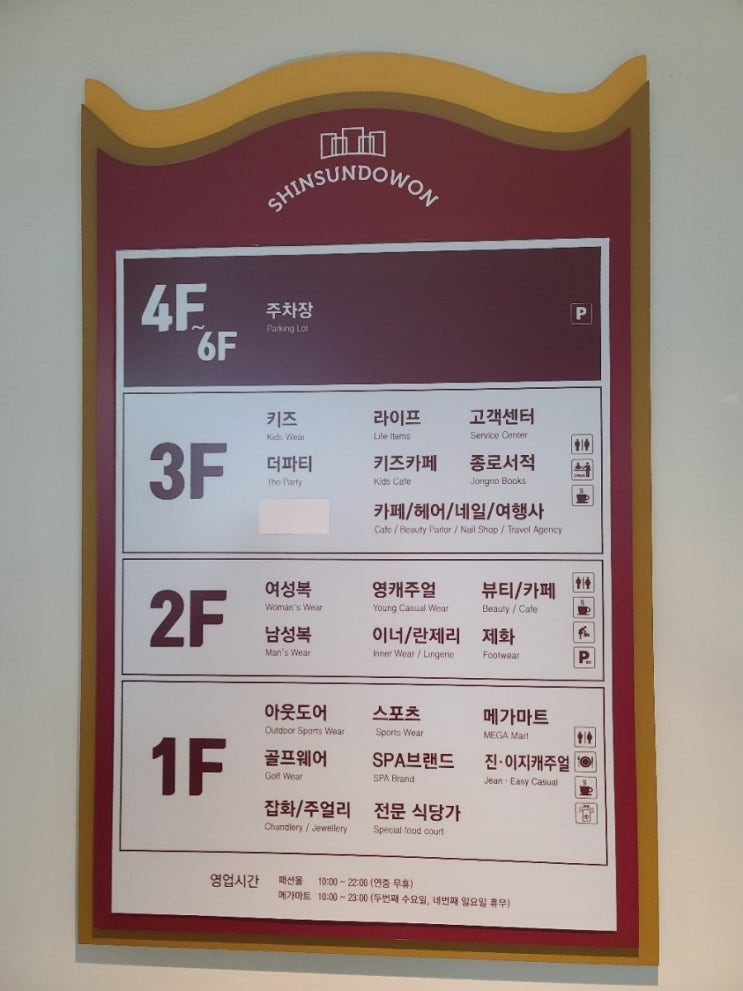  울산쇼핑몰 울산마트 메가마트/신선도원몰 층별 안내