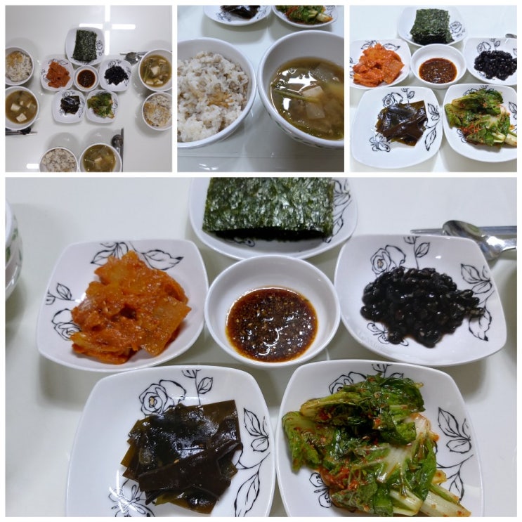  집밥, 아침밥, 냉파요정~~^^                                    얼가리배추된장국, 얼가리배추무침, 쥐눈이콩자반, 돌김구이와 양념장