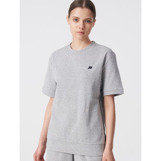  빈폴스포츠 Unisex 라이트 그레이 이중지 반팔 맨투맨 (BO9442D712)