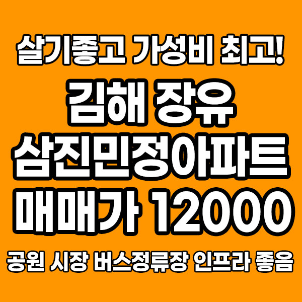  가성비 최고! 내부 깔끔! 월세 안고 매매! 김해장유 삼진민정아파트