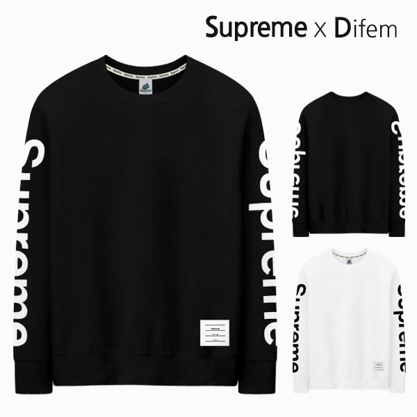  슈프림 정품 특양 오버핏 맨투맨 슈프림슬리브레터링 M~3XL 빅사이즈 남녀공용 티셔츠