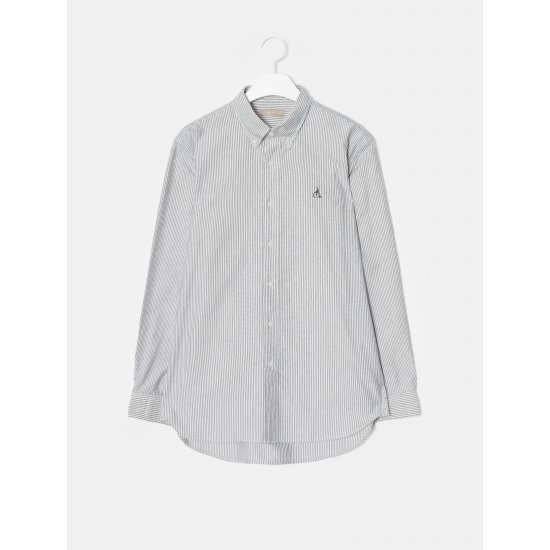  빈폴멘 [GREEN BEANPOLE] Unisex 그레이 스트라이프 옥스포드 셔츠 (BC0764N023)