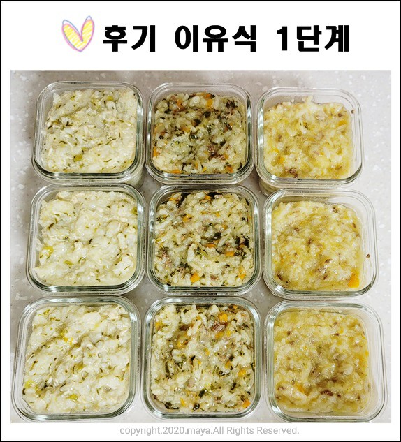  후기이유식1단계: 소고기비트청경채당근무른밥, 소고기단호박팽이버섯양파무른밥, 닭고기배부추애호박무른밥