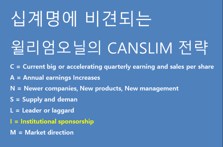 십계명에 비견되는 윌리엄오닐의 CANSLIM 전략 - I = Institutional Sponsorship 기관의 매수