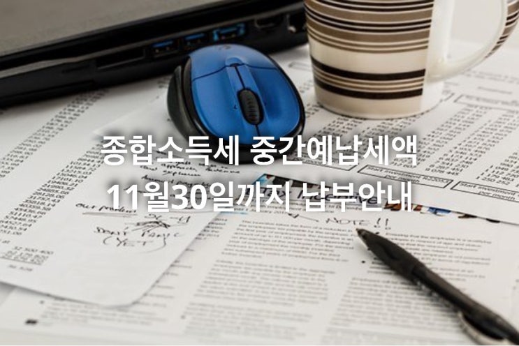  종합소득세 중간예납세액 11월30일까지 납부안내