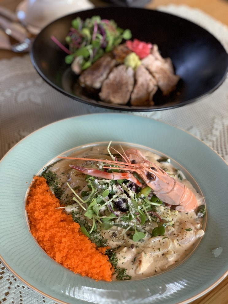  제주도 한림읍 맛집 오데뜨 크림우동 흑돼지덮밥